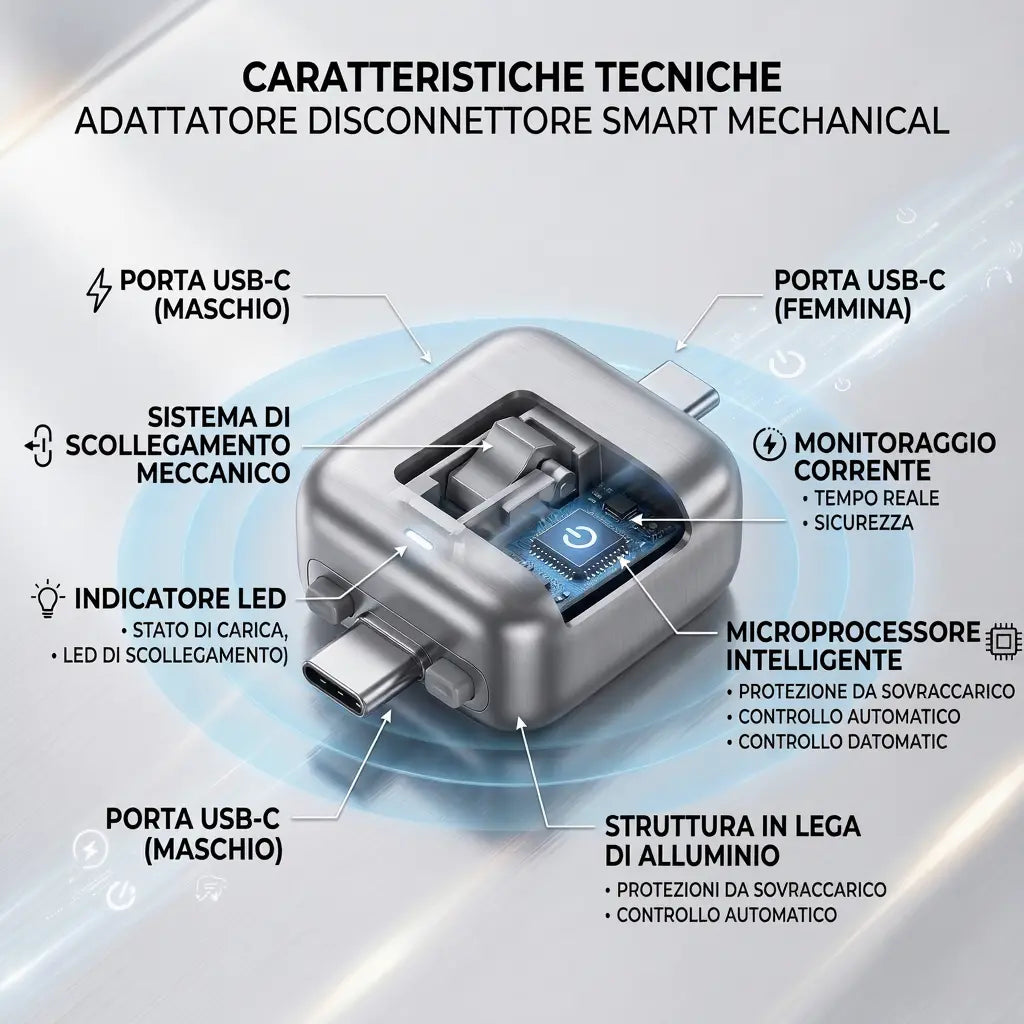 VoltSense Adattatore USB-C 140W con Distacco Automatico di Sicurezza